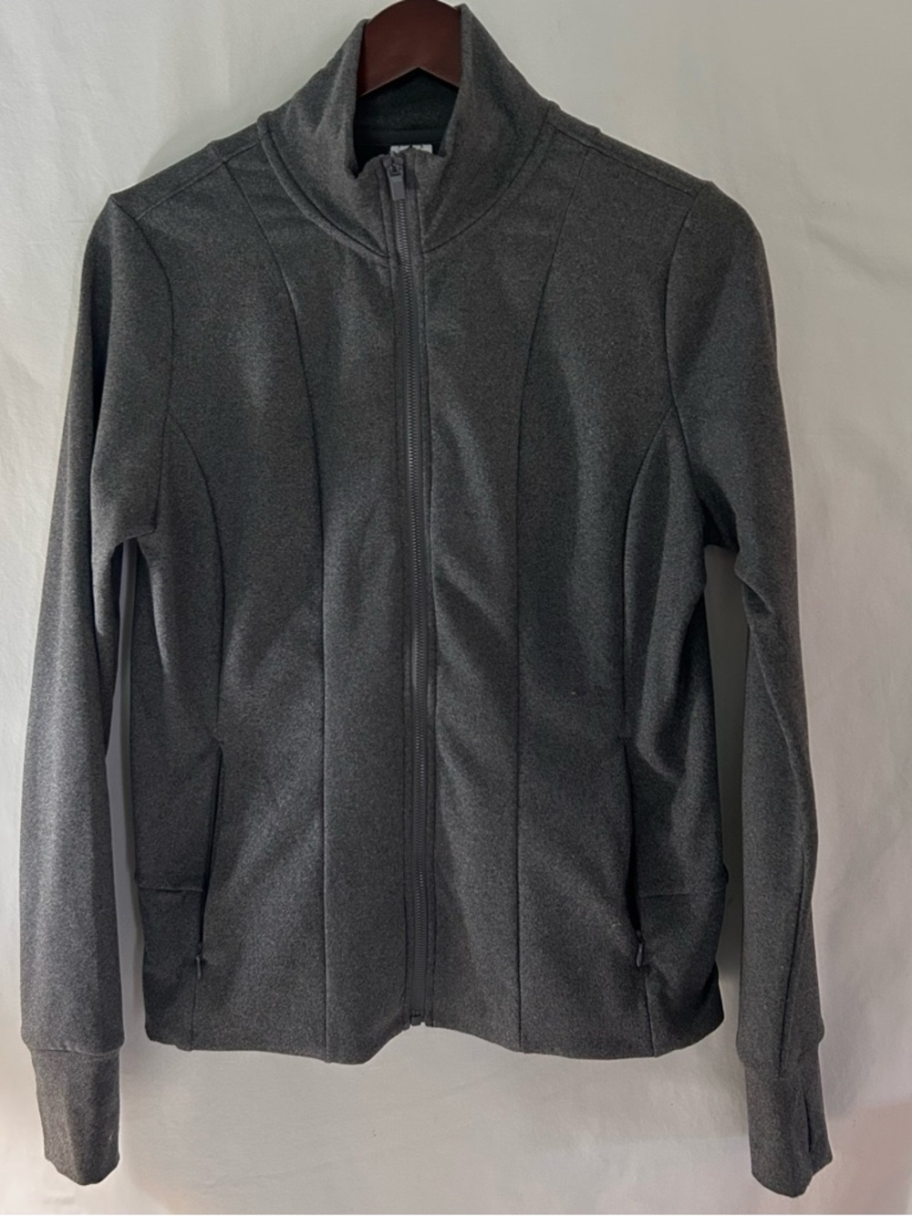 Women’s Gray Full-Zip Fleece Lined Athletic Jacket Large
